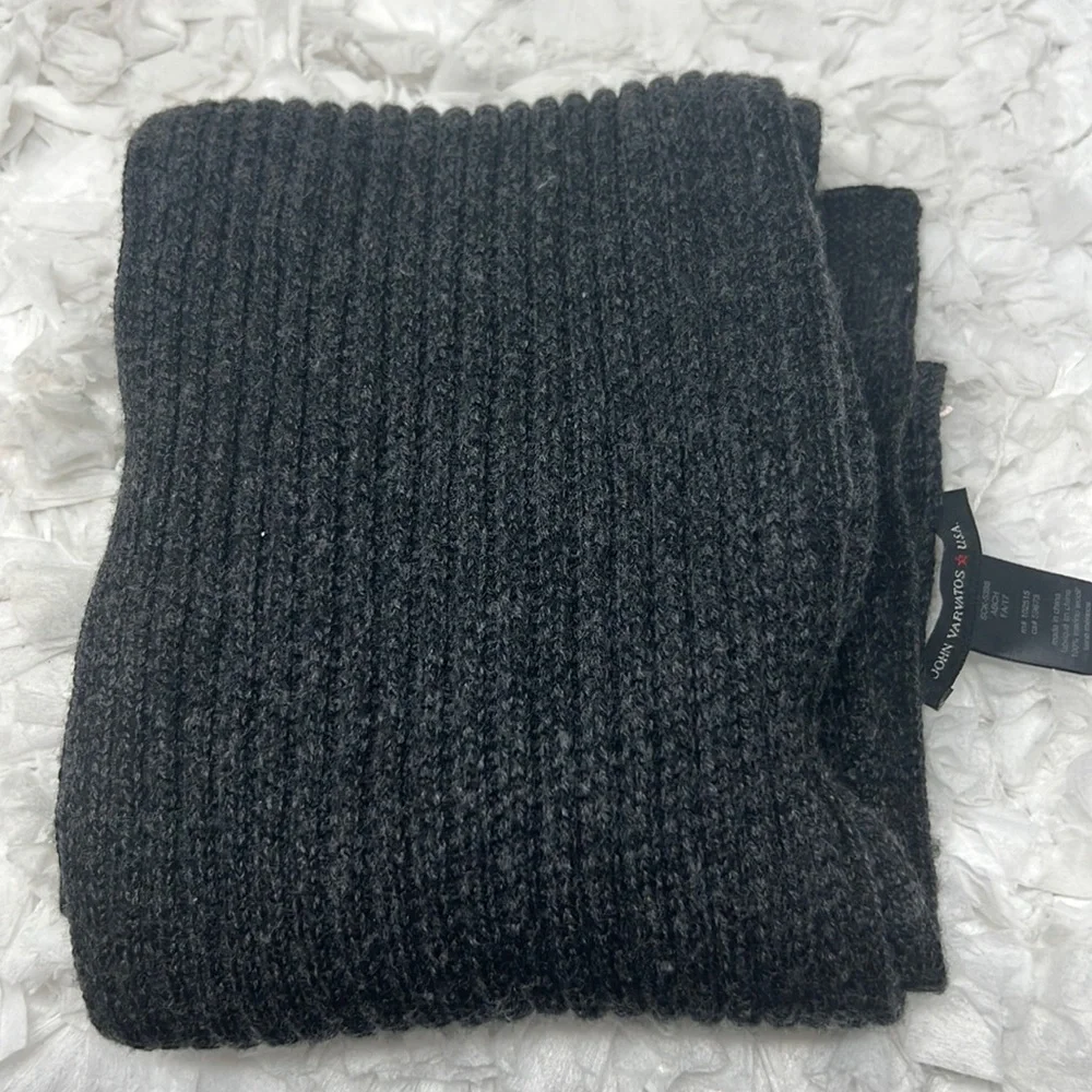 John Varvatos USA Charcoal Rib Knit Scarf Wool Blend Winter Unisex 74